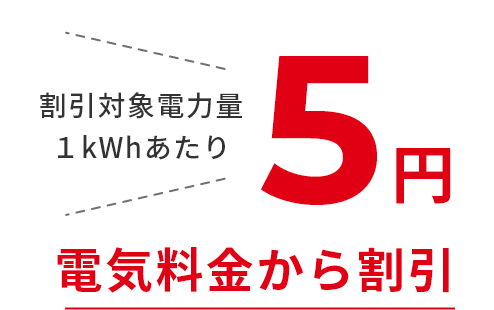 割引対象入金ボーナスと入金不要ボーナス量1kWhあたり5円電気料金から割引