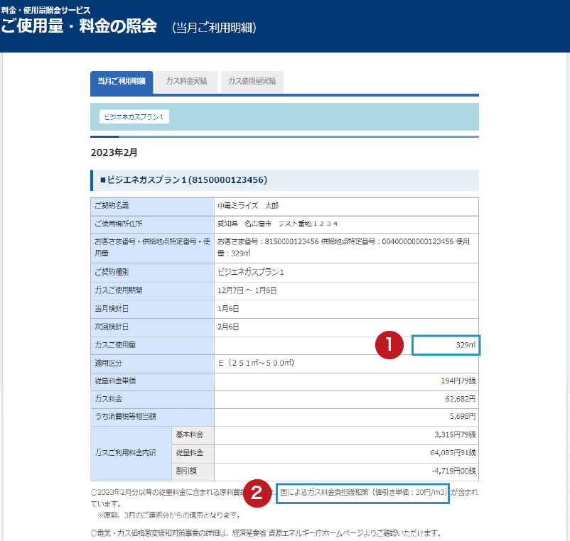 サンプル（ビジエネ：ガス）